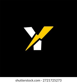Dynamic letter Y logo combined with a lightning bolt symbol. Modern vector for electric vehicle (EV) tech, renewable power, and energy startup branding