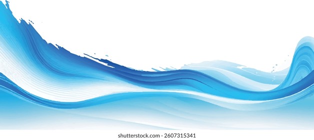 Dynamic Light Blue and White water ocean Abstract Wave Background with a Fluid Gradient Curve and Ample Space for Text, Great for Digital and Print Media
