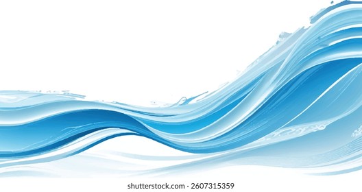 Dynamic Light Blue and White water ocean Abstract Wave Background with a Fluid Gradient Curve and Ample Space for Text, Great for Digital and Print Media
