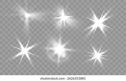 Dynamic light explosion on dark stage with spotlight, glitter, and illumination rays — abstract scene with transparent background and vector effect