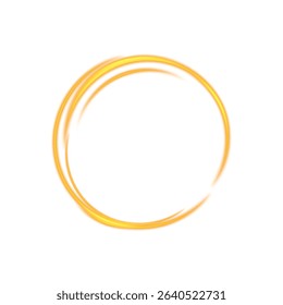 Dynamic Light Ring with Golden Swirl Effect and Transparent Background for Energy, Magic or Highlight Element