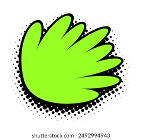 A dynamic lime green graphic bursts onto the scene, outlined with bold black strokes against a classic halftone background, capturing the spirit of pop art.