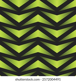 Dynamic lime green triangles interlock in a sharp chevron pattern against a deep black background, creating a vibrant and energetic visual rhythm.