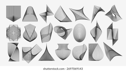 Conjunto de gráficos de ícone de forma abstrata de linha dinâmica