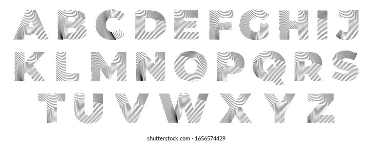 dynamic line art alphabet vector set