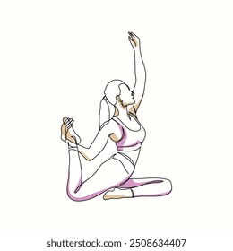 Pose de Yoga de Arte de Linha Dinâmica para Energizar Conteúdo