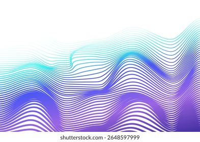 Linha dinâmica colorido neon ondas listras tecnologia abstrata fundo. Design futurista com efeito de movimento e profundidade e espaço de cópia.