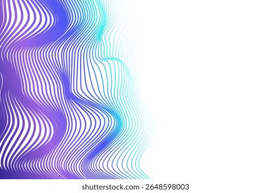 Linha dinâmica colorido neon ondas listras tecnologia abstrata fundo. Design futurista com efeito de movimento e profundidade e espaço de cópia.
