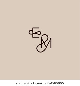 dynamic line initial EM luxurious organic style and elegant concept wedding typography monogram letter