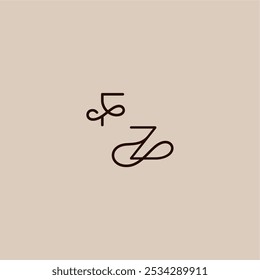 linha dinâmica inicial FZ luxuoso estilo orgânico e elegante conceito tipografia de casamento carta monograma