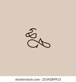 linha dinâmica inicial GA luxuoso estilo orgânico e elegante conceito tipografia de casamento carta monograma