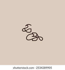 línea dinámica inicial GB estilo orgánico de lujo y concepto elegante tipografía de boda monograma carta
