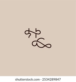 línea dinámica tipografía inicial de la boda monograma letra estilo orgánico lujoso y concepto elegante HC