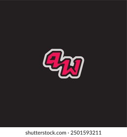 dynamic line monogram logo cool esport concept PW bold sporty gaming style letter