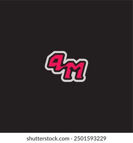 dynamic line monogram logo cool esport concept PM bold sporty gaming style letter