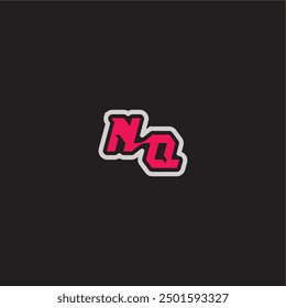 dynamic line monogram logo cool esport concept NQ bold sporty gaming style letter