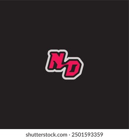 dynamic line monogram logo cool esport concept ND bold sporty gaming style letter
