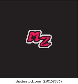 dynamic line monogram logo cool esport concept MZ bold sporty gaming style letter