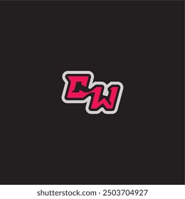 dynamic line monogram logo cool esport concept CW bold sporty gaming style letter