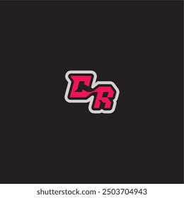 dynamic line monogram logo cool esport concept CR bold sporty gaming style letter