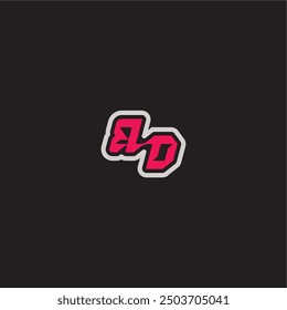 dynamic line monogram logo cool esport concept BD bold sporty gaming style letter