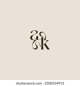 dynamic line monogram logo luxurious concept AK elegant wedding letter