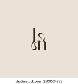 dynamic line monogram logo luxurious concept LN elegant wedding letter