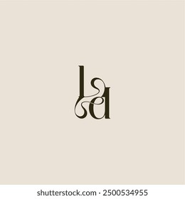 línea dinámica monograma logo concepto de lujo LD carta de boda elegante