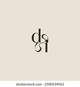 dynamic line monogram logo luxurious concept DI elegant wedding letter