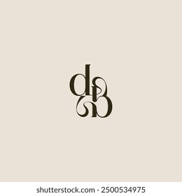 Línea dinámica monograma logo concepto de lujo DB elegante carta de boda