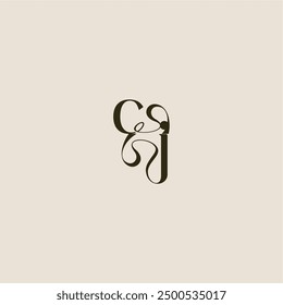 dynamic line monogram logo luxurious concept CJ elegant wedding letter