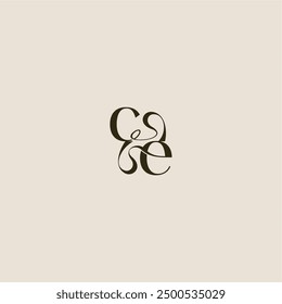 dynamic line monogram logo luxurious concept CE elegant wedding letter