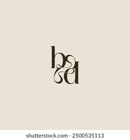 línea dinámica monograma logo concepto de lujo BD carta de boda elegante