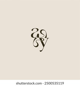 dynamic line monogram logo luxurious concept AY elegant wedding letter