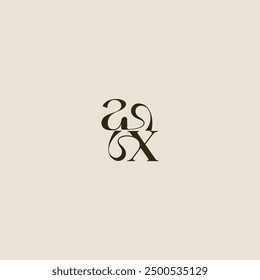 línea dinámica monograma logo concepto de lujo AX carta de boda elegante