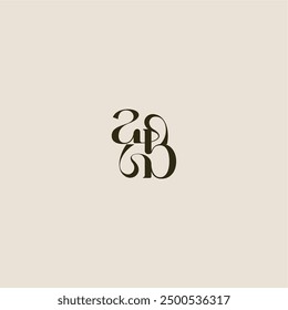 dynamic line monogram logo luxurious concept AB elegant wedding letter