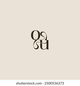 dynamic line monogram logo luxurious concept OU elegant wedding letter