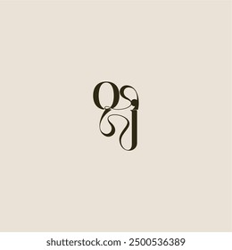 dynamic line monogram logo luxurious concept OJ elegant wedding letter