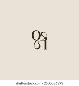 línea dinámica monograma logo concepto de lujo OI carta de boda elegante
