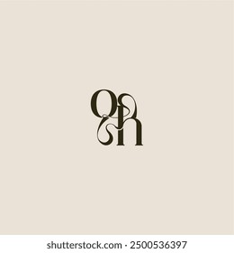 dynamic line monogram logo luxurious concept OH elegant wedding letter