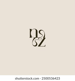 línea dinámica monograma logo concepto de lujo NZ carta de boda elegante