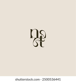 dynamic line monogram logo luxurious concept NT elegant wedding letter