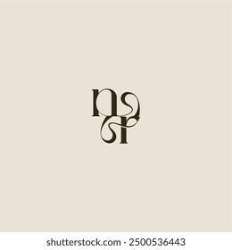 dynamic line monogram logo luxurious concept NR elegant wedding letter