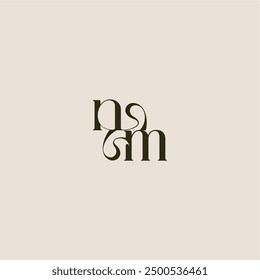 dynamic line monogram logo luxurious concept NM elegant wedding letter