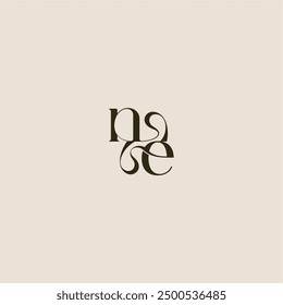 línea dinámica monograma logo concepto de lujo NE carta de boda elegante