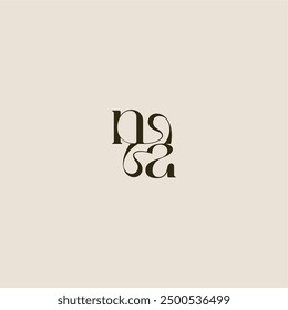 dynamic line monogram logo luxurious concept NA elegant wedding letter