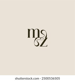 línea dinámica monograma logo concepto de lujo MZ carta de boda elegante