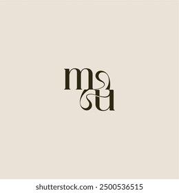 dynamic line monogram logo luxurious concept MU elegant wedding letter