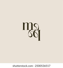 dynamic line monogram logo luxurious concept MQ elegant wedding letter