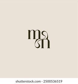 dynamic line monogram logo luxurious concept MN elegant wedding letter